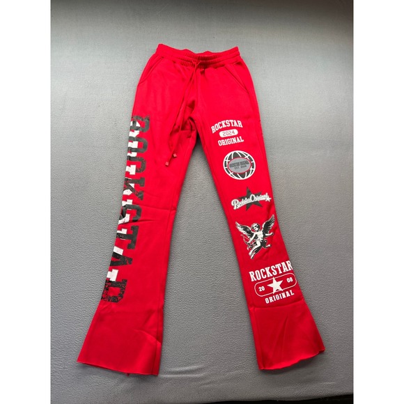 Rockstar Original Red Velour Tracksuit Womens Sz M Hoodie Pants Angel Cherub - Picture 3 of 16